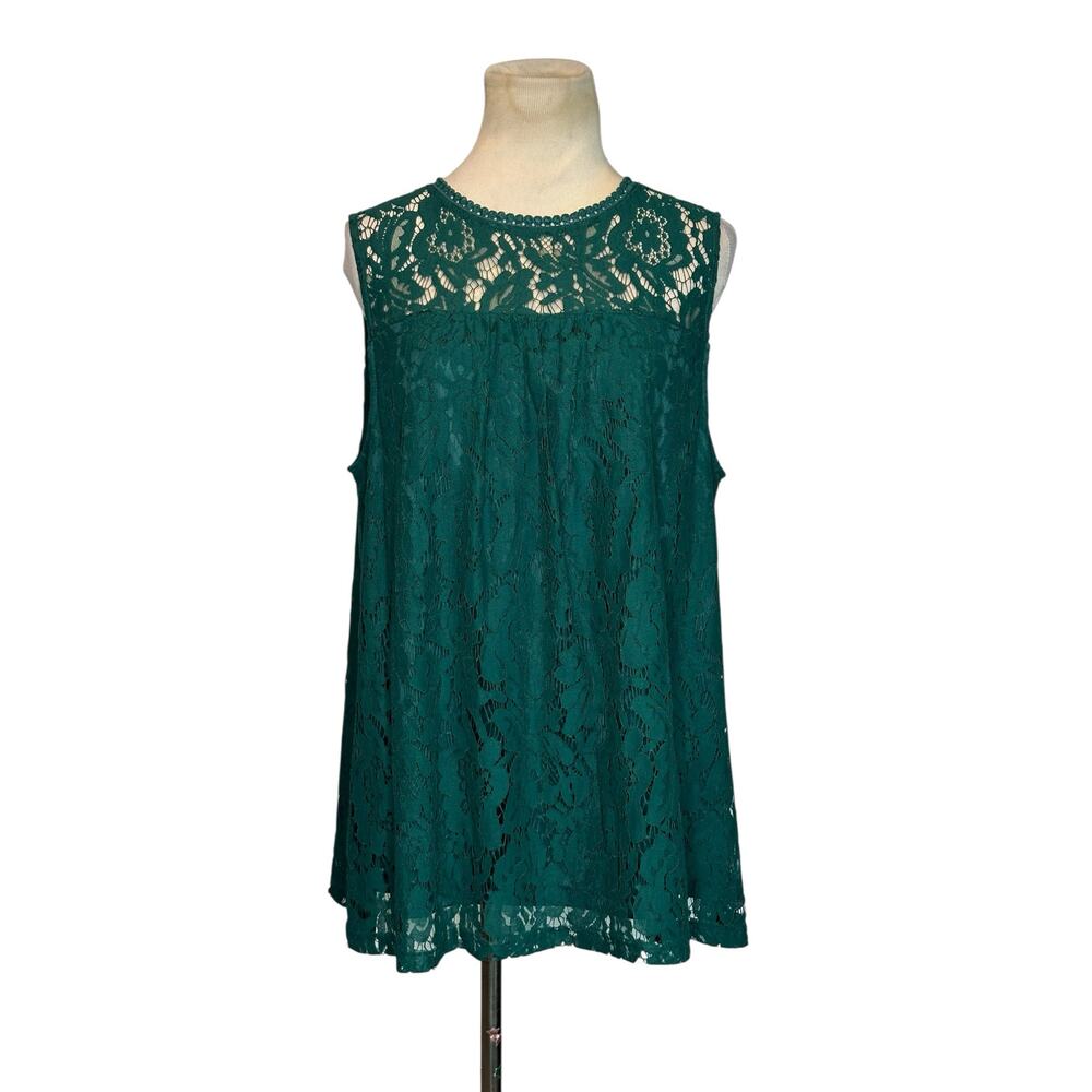 Zac & Rachel green laced sleeveless blouse size large
